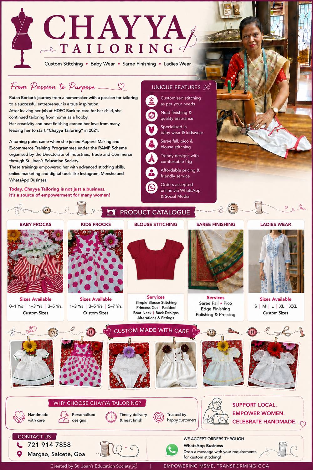 Product catalogue for Chayya Tailoring
